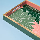 kitchen accessories Indian Garden Handpainted Wood Tray - Dimensions- 16 L X 10 W X 1 H inches