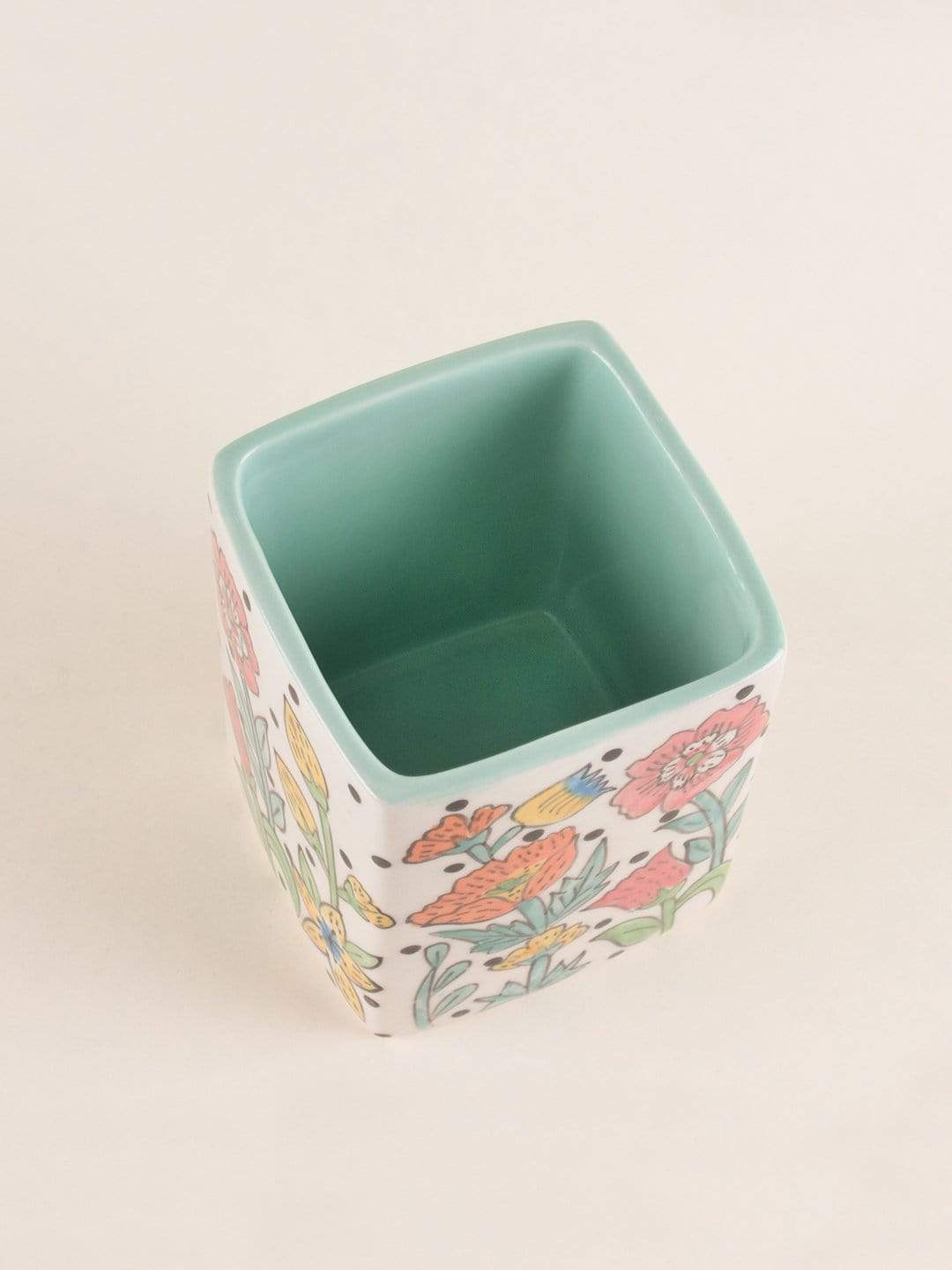 kitchen accessories Kelly Green Handpainted Cutlery Holder