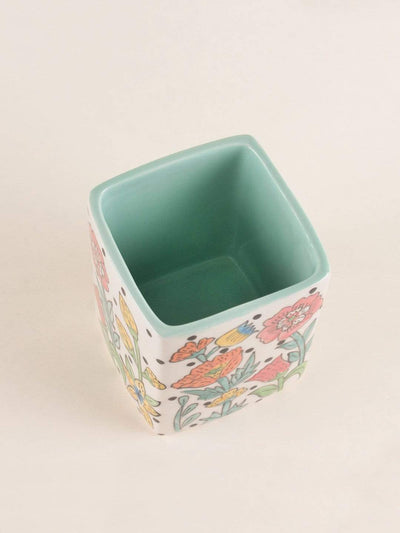 kitchen accessories Kelly Green Handpainted Cutlery Holder