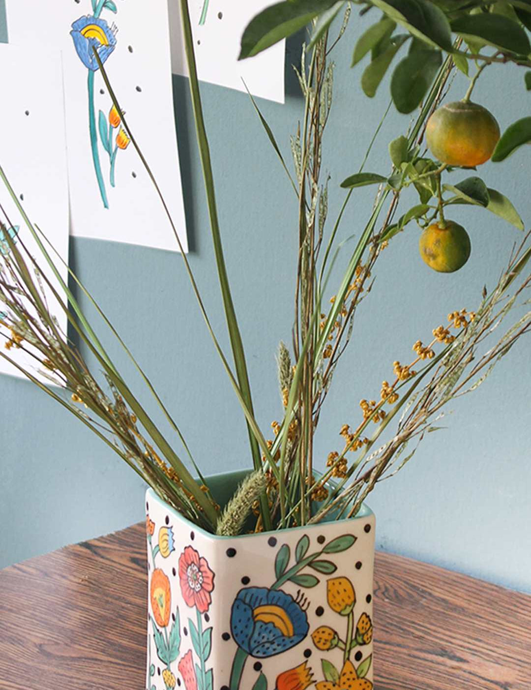 kitchen accessories Kelly Green Handpainted Cutlery Holder