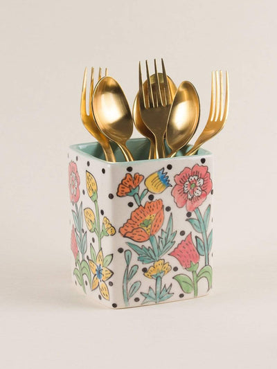 kitchen accessories Kelly Green Handpainted Cutlery Holder