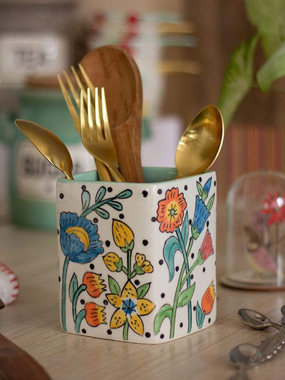 kitchen accessories Kelly Green Handpainted Cutlery Holder