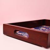 kitchen accessories Midnight Rose Wooden Tray - 10X16 Inches