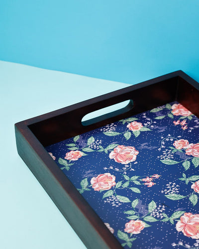 kitchen accessories Midnight Rose Wooden Tray - 12X18 Inches