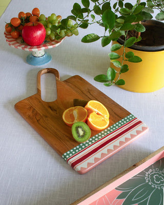 kitchen accessories Pattern Harmony Handpainted Wood Cheese Board