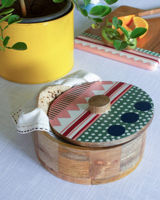 kitchen accessories Pattern Harmony Handpainted Wood Roti Box