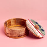 kitchen accessories Pattern Harmony Handpainted Wood Roti Box