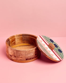 kitchen accessories Pattern Harmony Handpainted Wood Roti Box