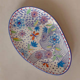 Large Wild Indigo Handpainted Oval Platter