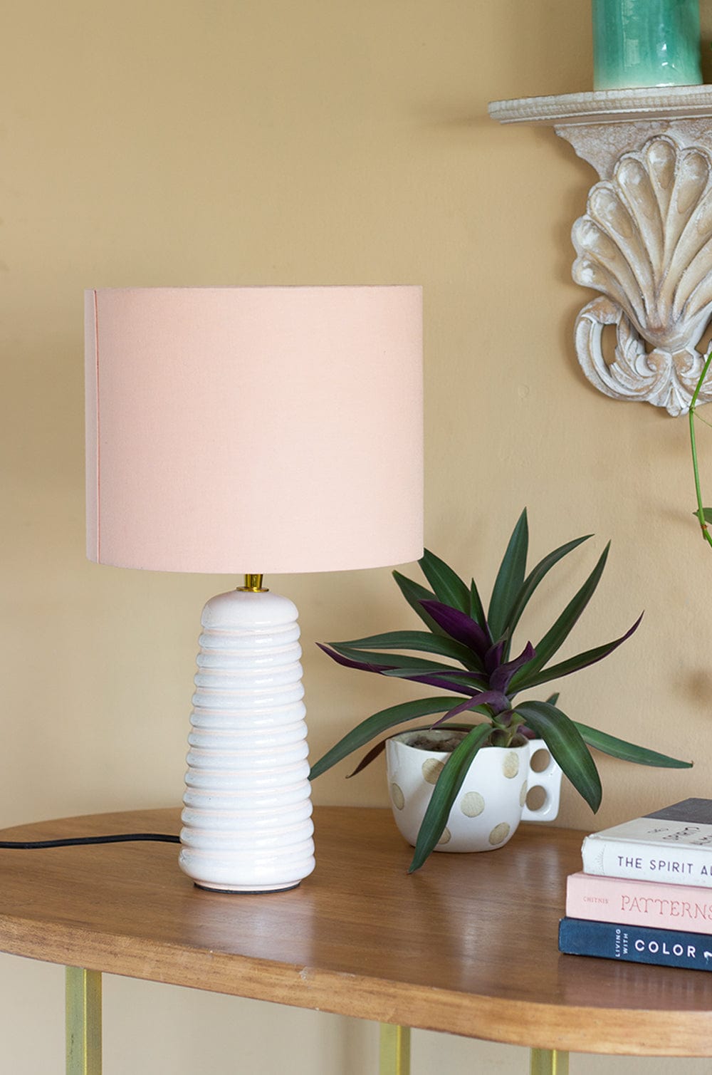 Lighting Helix Ceramic Lamp with Lampshade- Pink