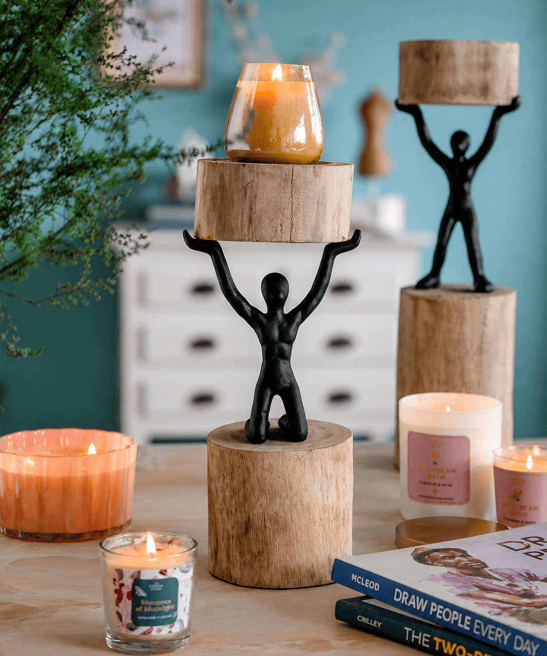 Lighting Orion- Wood Men Candle Stand - Medium
