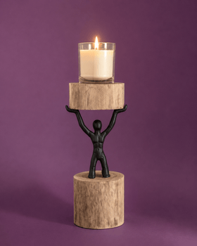Lighting Orion- Wood Men Candle Stand - Medium