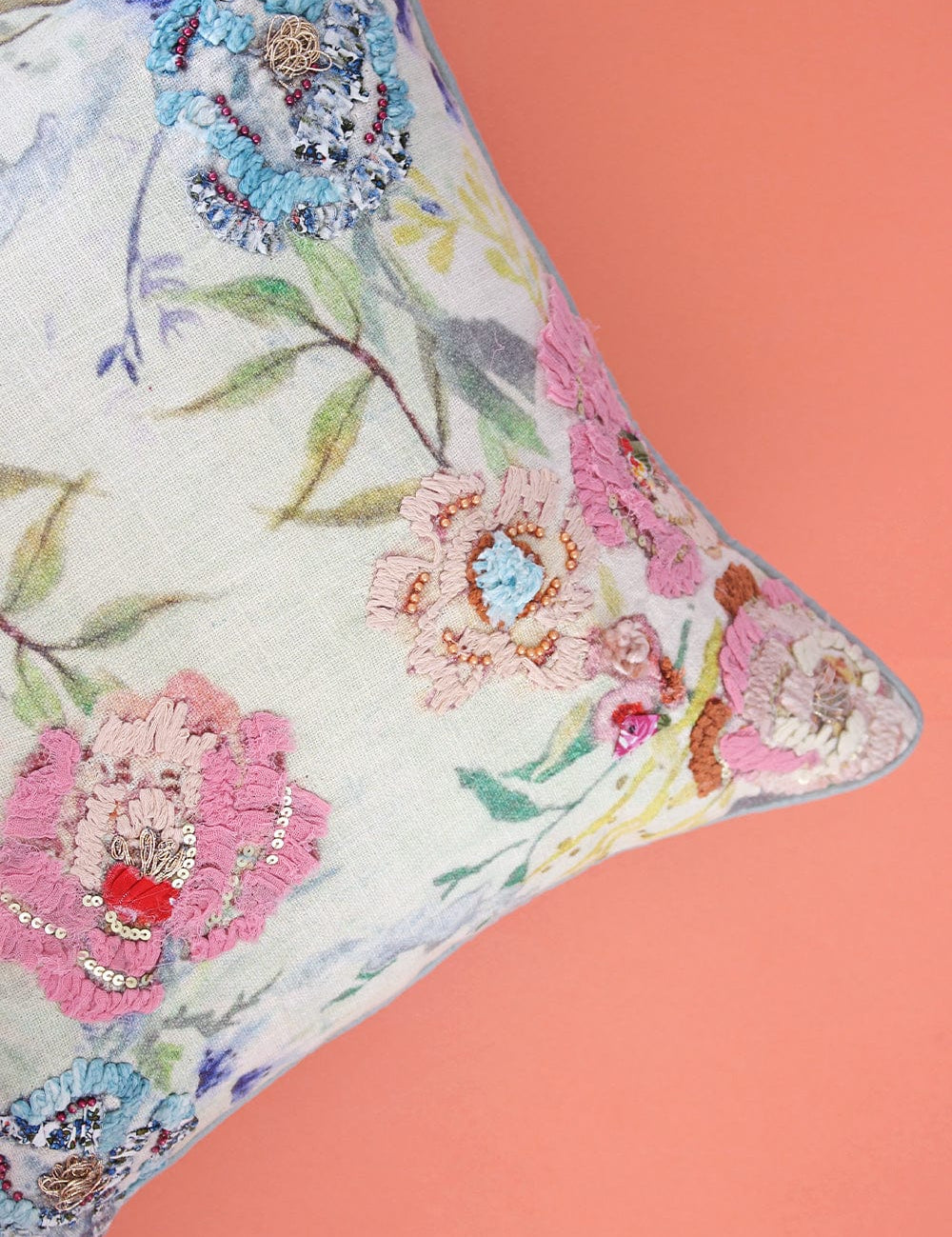 Lila Embroidered Cushion Cover
