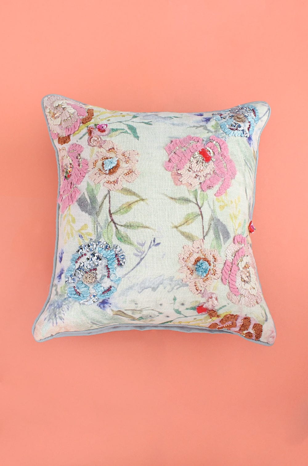 Lila Embroidered Cushion Cover