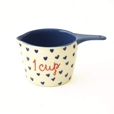 Little Hearts  Measuring Cups -set Of 4 - Handpainted Stoneware