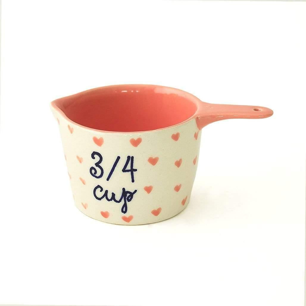 Little Hearts  Measuring Cups -set Of 4 - Handpainted Stoneware