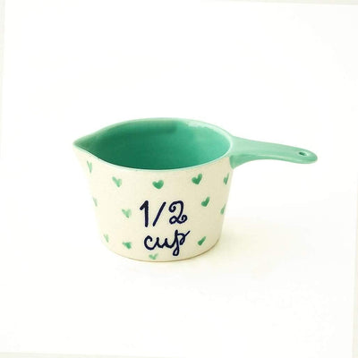 Little Hearts  Measuring Cups -set Of 4 - Handpainted Stoneware