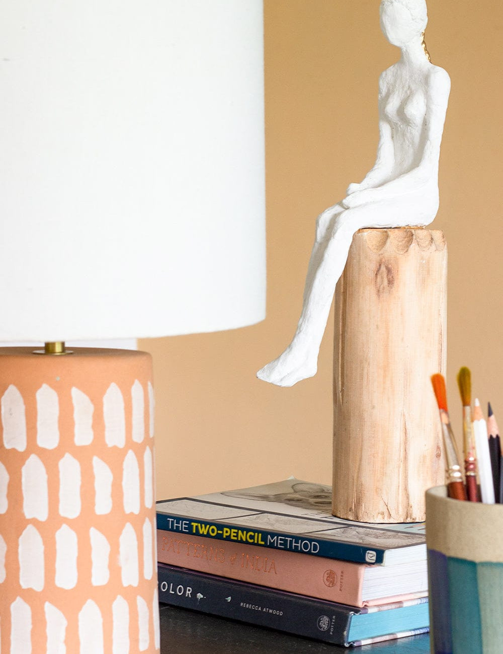 Lost in Thought Lady Wooden Decorative Accent