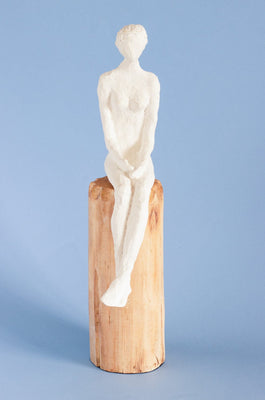 Lost in Thought Lady Wooden Decorative Accent