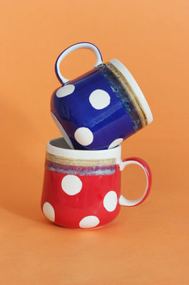 Lottie Dottie Handpainted Ceramic Mugs - Set of 2