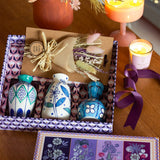 Lunaria Handpainted Mini Vases Flowers over Fireworks Gift box