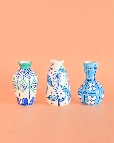 Lunaria Handpainted Mini Vases - Set of 3