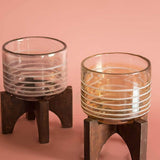 Luster Votive With Wooden Stand - Small