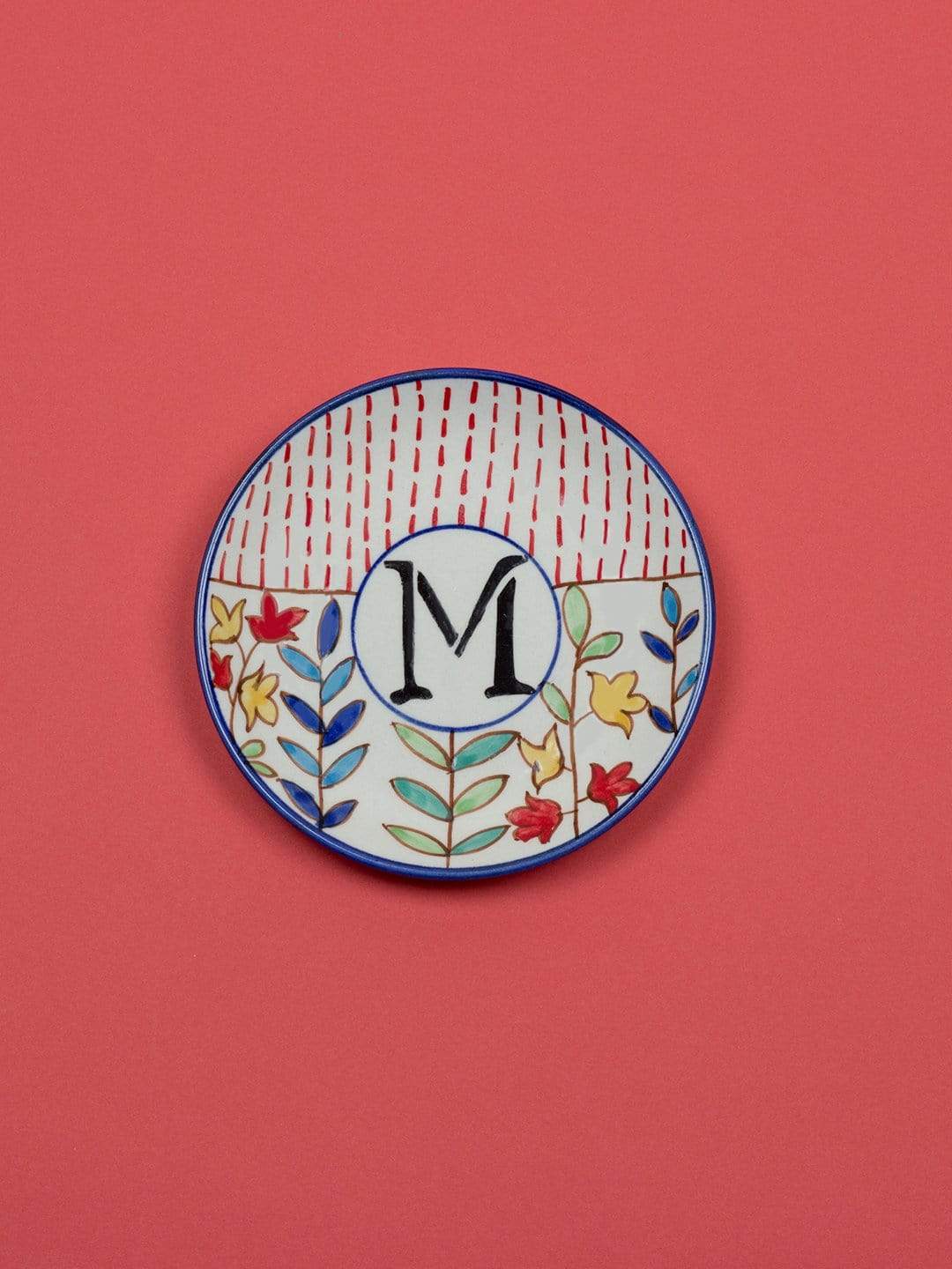 M Floral Monogram Wall Plate