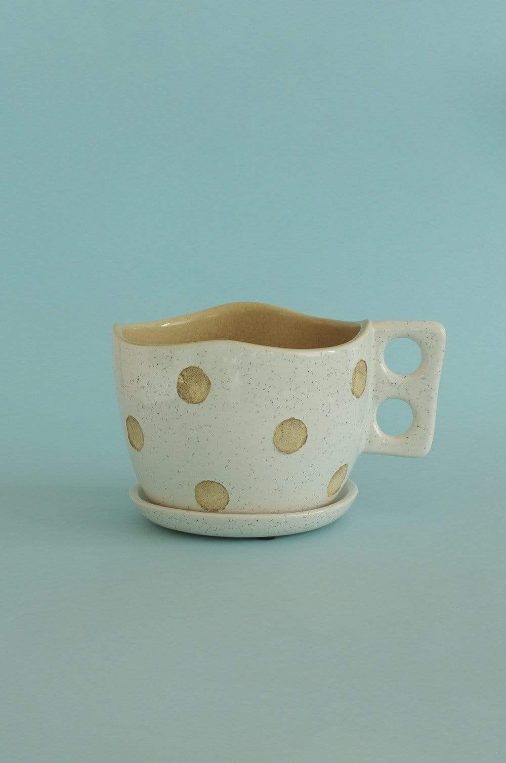 Madhatter Polka Dot Teacup White Planter