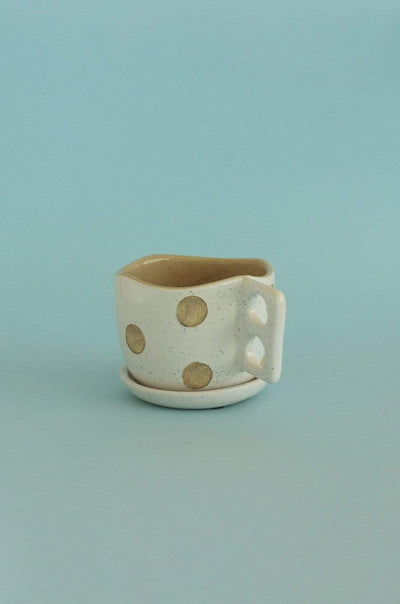 Madhatter Polka Dot Teacup White Planter