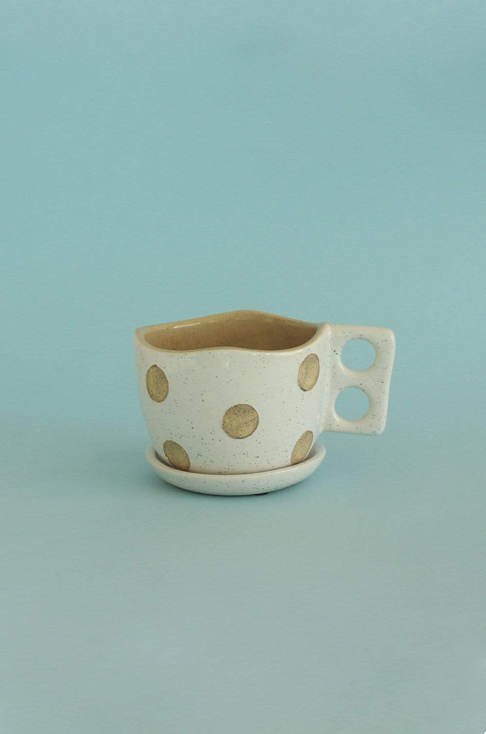 Madhatter Polka Dot Teacup White Planter