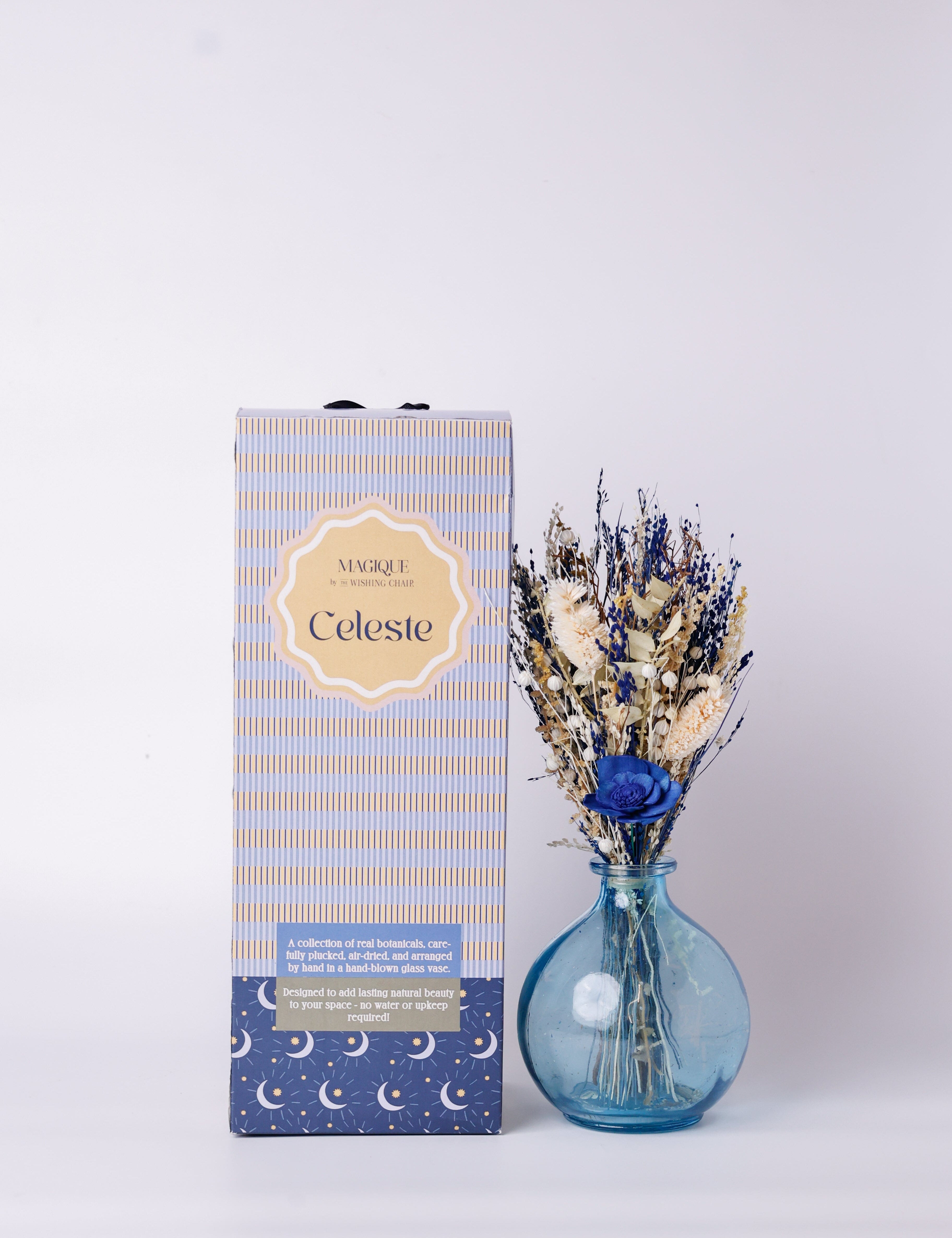 Magique by The Wishing Chair - Celeste Dried Flowers & Glass Vase