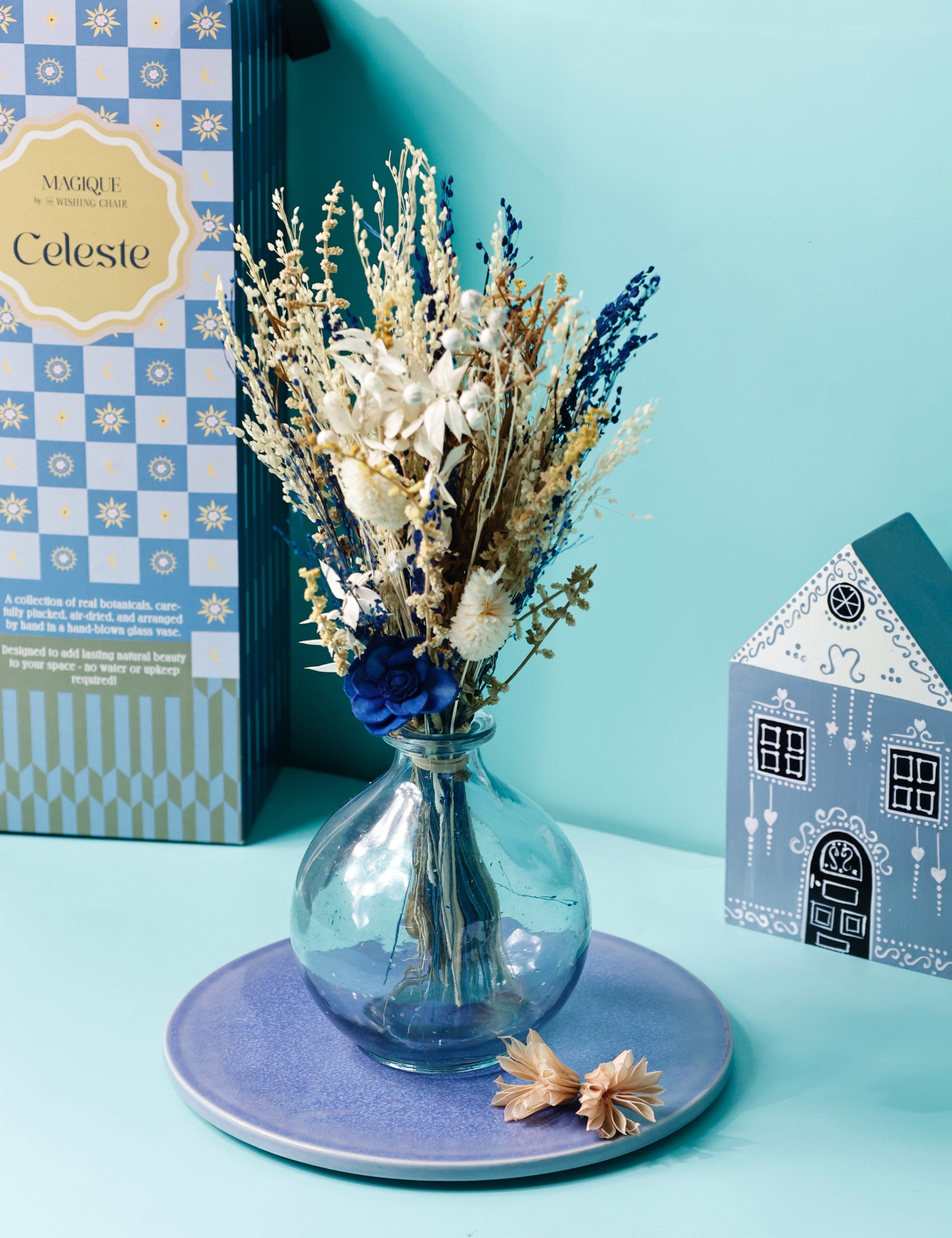 Magique by The Wishing Chair - Celeste Dried Flowers & Glass Vase