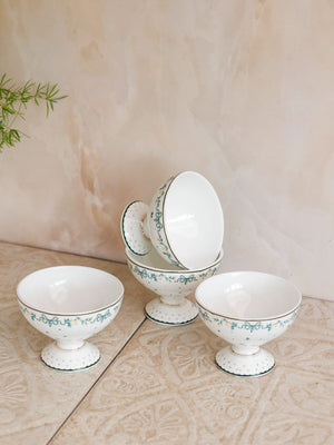 Magique by The Wishing Chair - Emerald Ribbon Fine China Ceramic Collection - Dessert Cups - Set of 4
