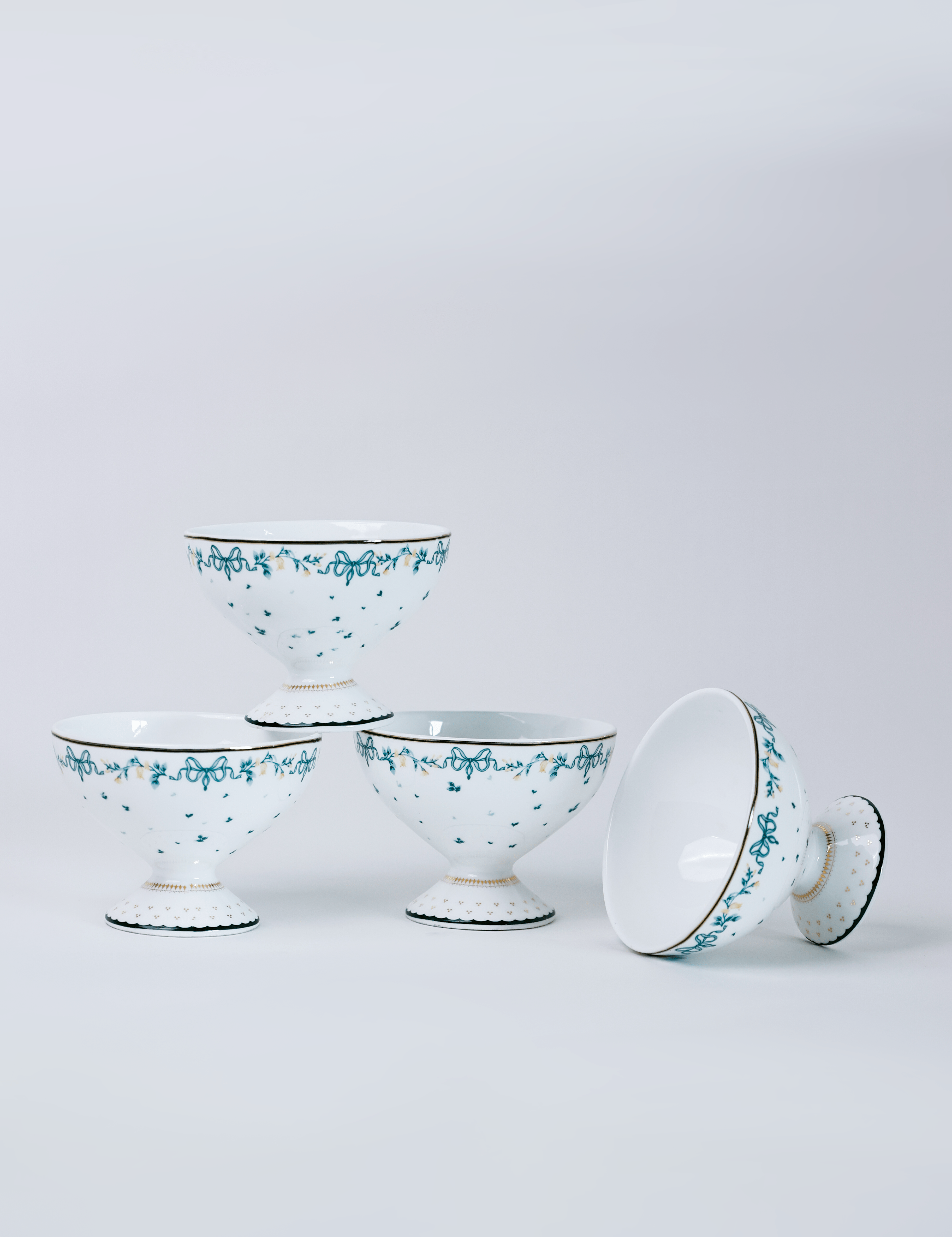 Magique by The Wishing Chair - Emerald Ribbon Fine China Ceramic Collection - Dessert Cups - Set of 4