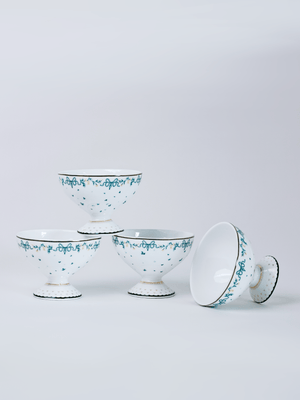 Magique by The Wishing Chair - Emerald Ribbon Fine China Ceramic Collection - Dessert Cups - Set of 4