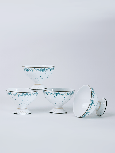 Magique by The Wishing Chair - Emerald Ribbon Fine China Ceramic Collection - Dessert Cups - Set of 4