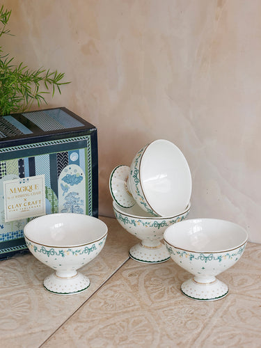 Magique by The Wishing Chair - Emerald Ribbon Fine China Ceramic Collection - Dessert Cups - Set of 4