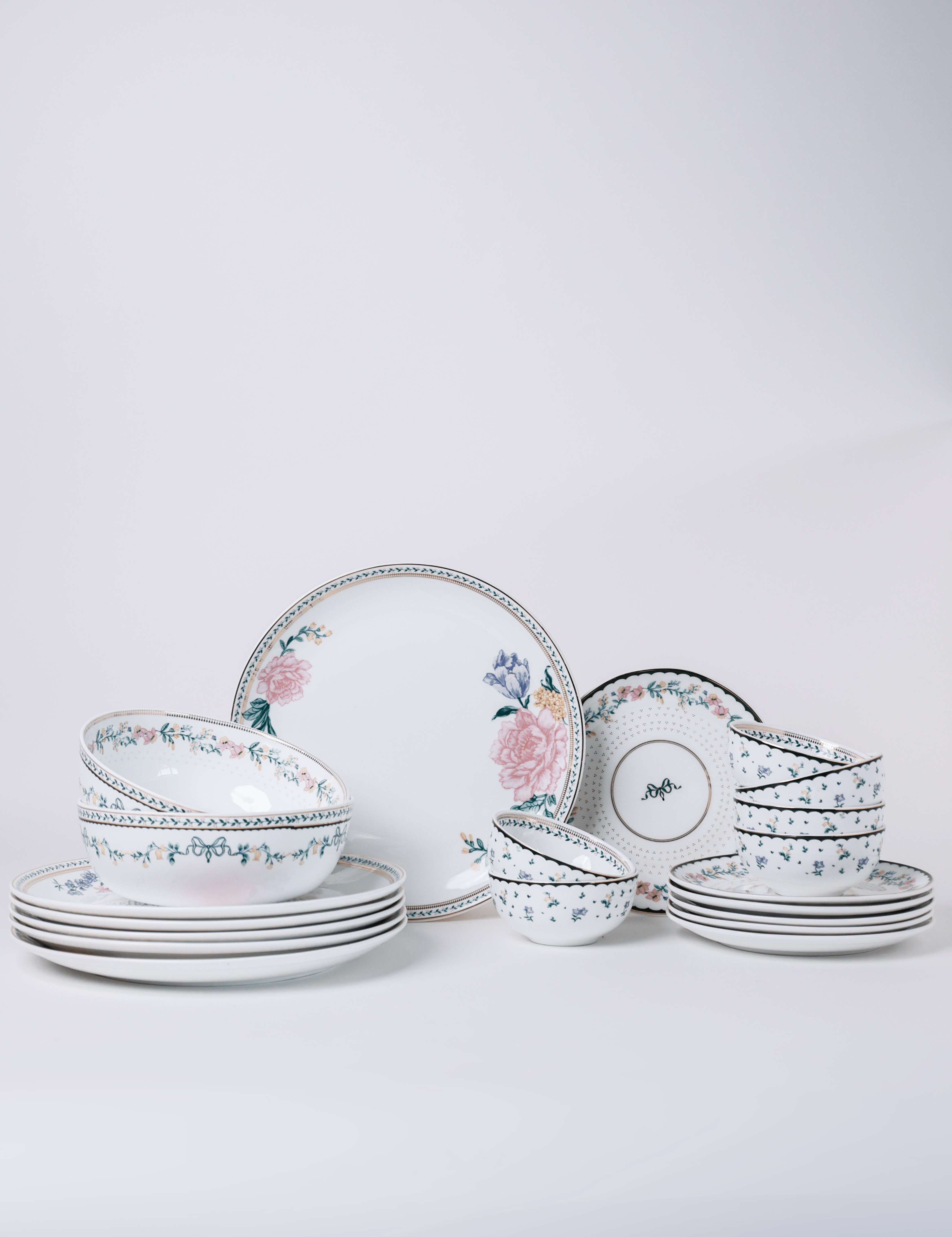 Magique by The Wishing Chair - Emerald Ribbon Fine China Ceramic Collection - Dinner Set - 20 pieces