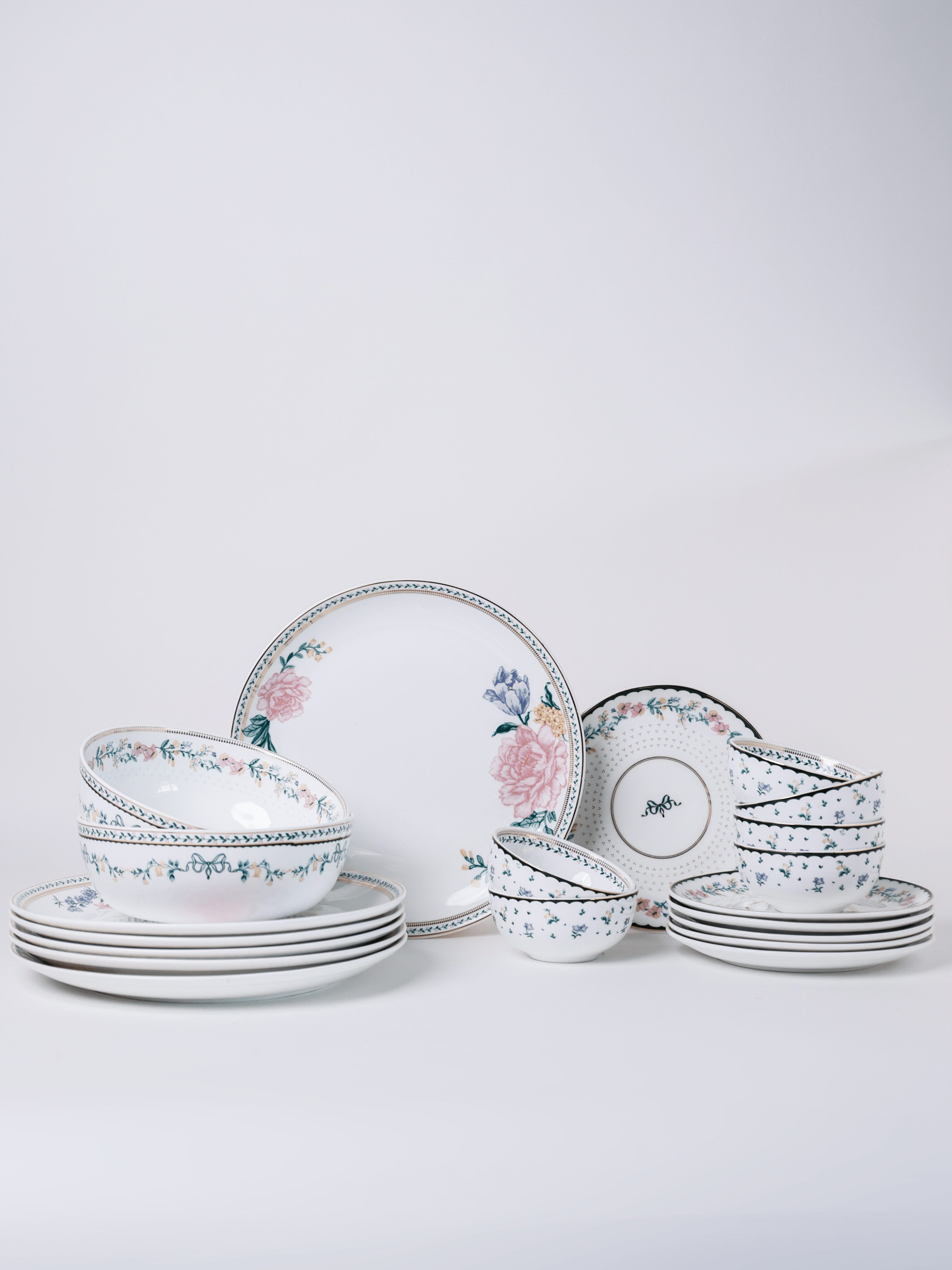 Magique by The Wishing Chair - Emerald Ribbon Fine China Ceramic Collection - Dinner Set - 20 pieces