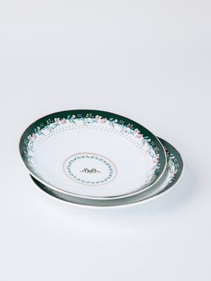 Magique by The Wishing Chair - Emerald Ribbon Fine China Ceramic Collection - Pasta Plates - Set of 2