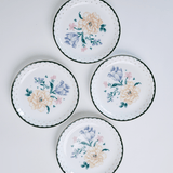 Magique by The Wishing Chair - Emerald Ribbon Fine China Snack Plates - Set of 4 - 5.5 inches