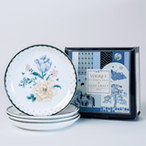 Magique by The Wishing Chair - Emerald Ribbon Fine China Snack Plates - Set of 4 - 5.5 inches