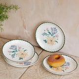 Magique by The Wishing Chair - Emerald Ribbon Fine China Snack Plates - Set of 4 - 5.5 inches