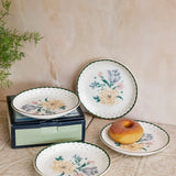 Emerald Ribbon fine china snack plates, set of 4, with pastel floral scalloped edges | The Wishing Chair