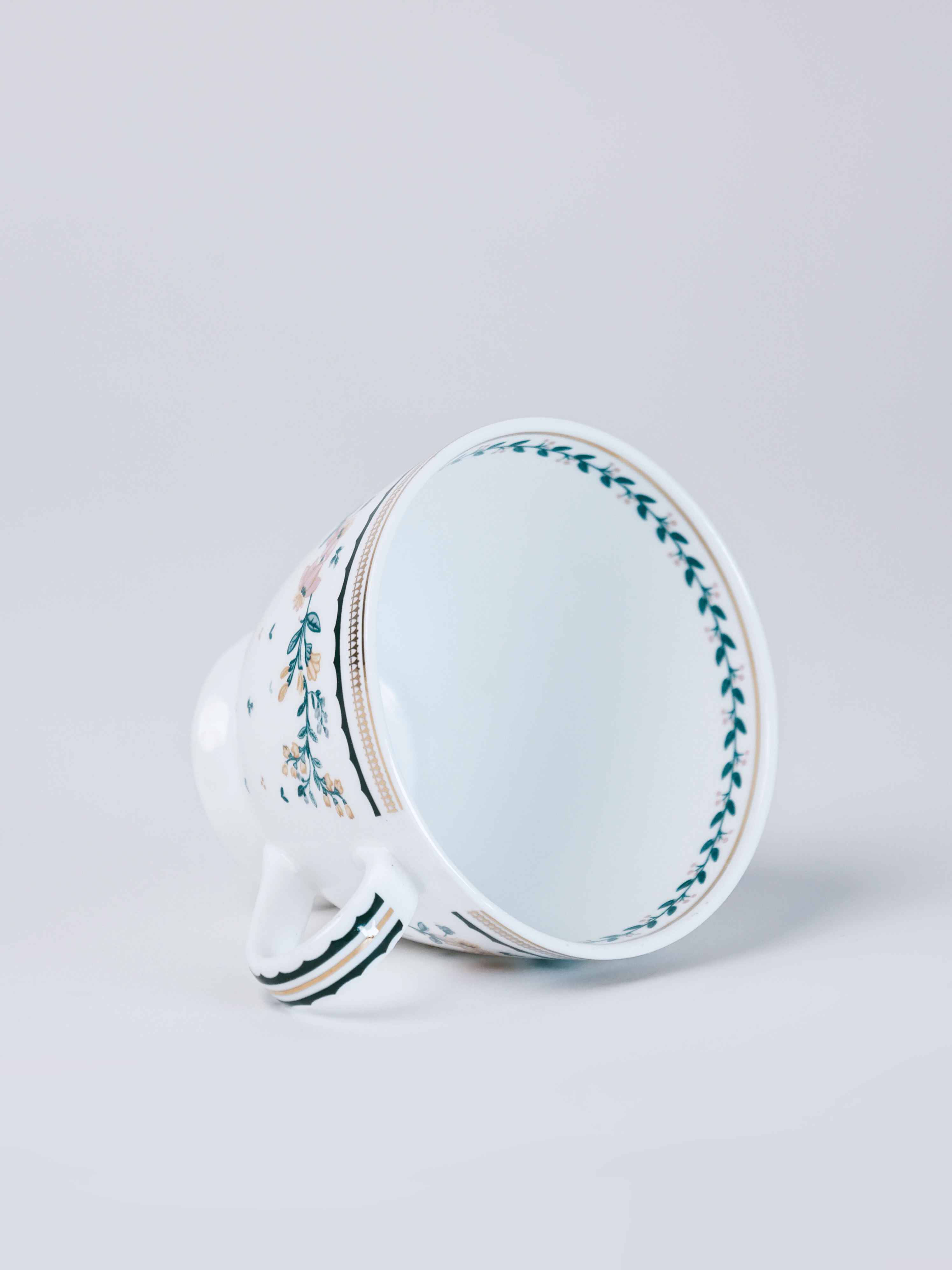 Magique by The Wishing Chair - Emerald Ribbon Fine China Ceramic Collection - Teacups & Saucers - Set of 6