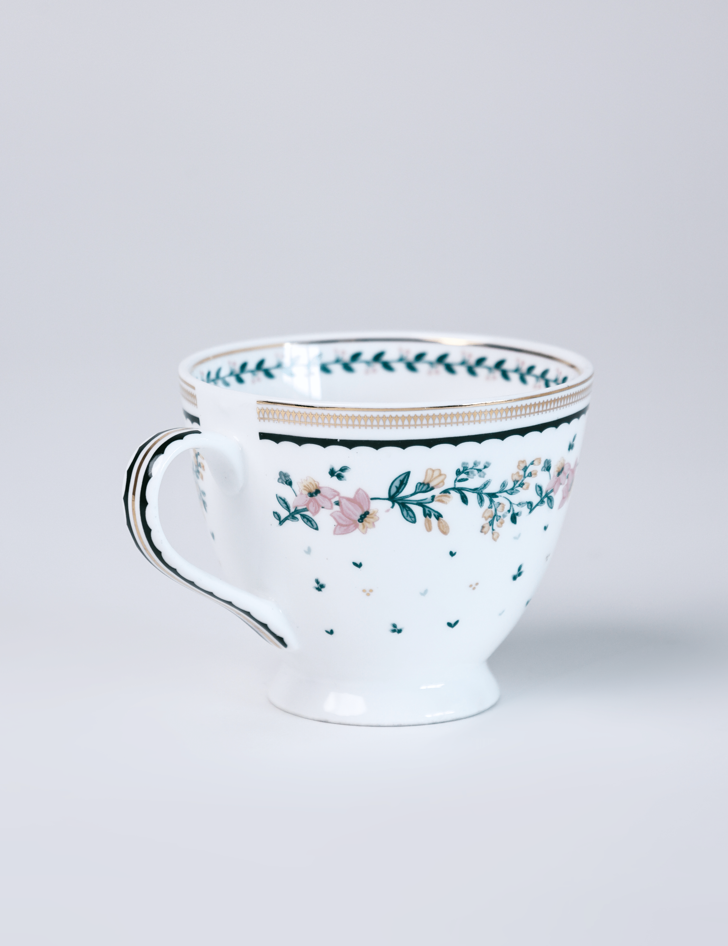 Magique by The Wishing Chair - Emerald Ribbon Fine China Ceramic Collection - Teacups & Saucers - Set of 6