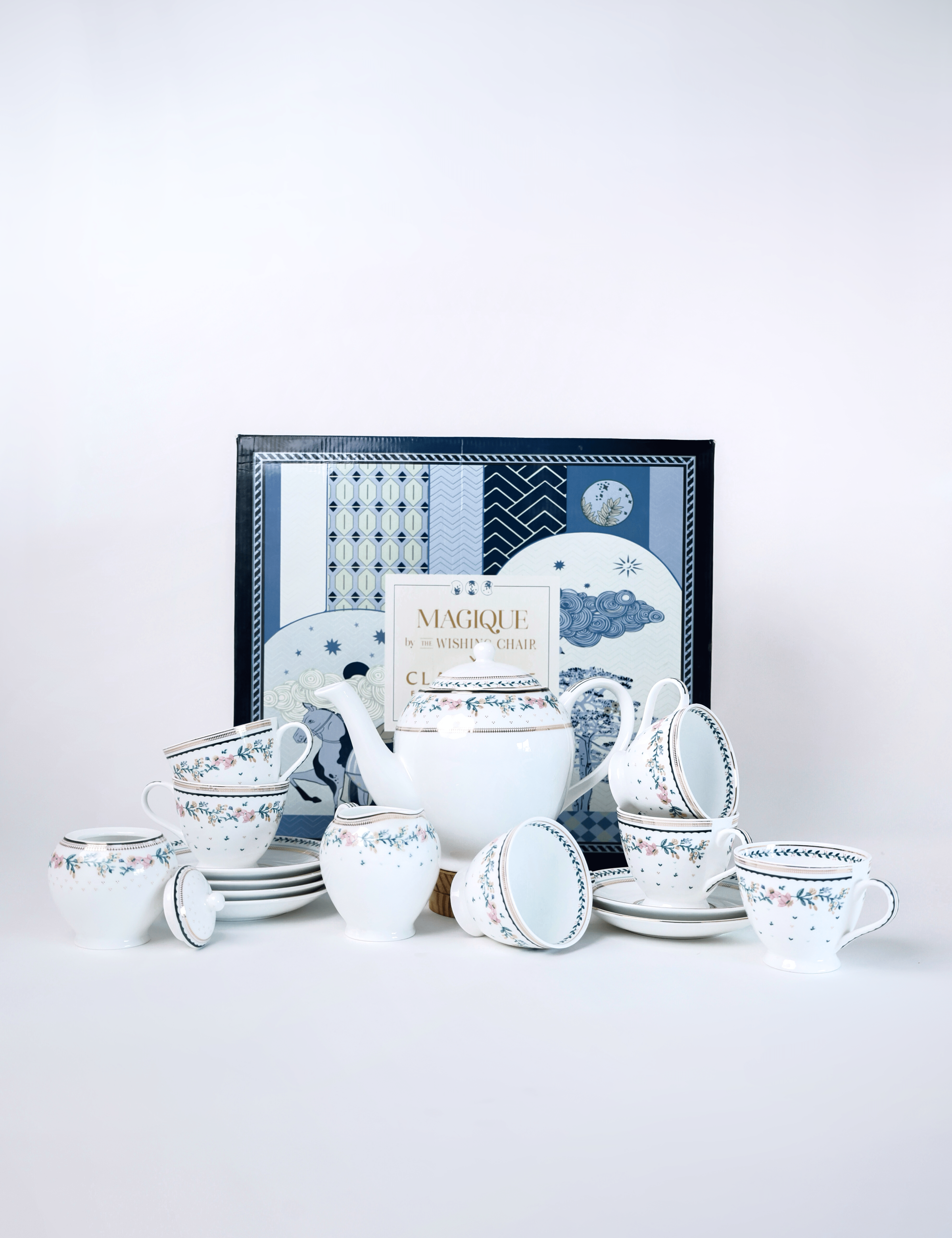 Magique by The Wishing Chair - Emerald Ribbon Fine China Ceramic Collection - Teaset - 15 pieces