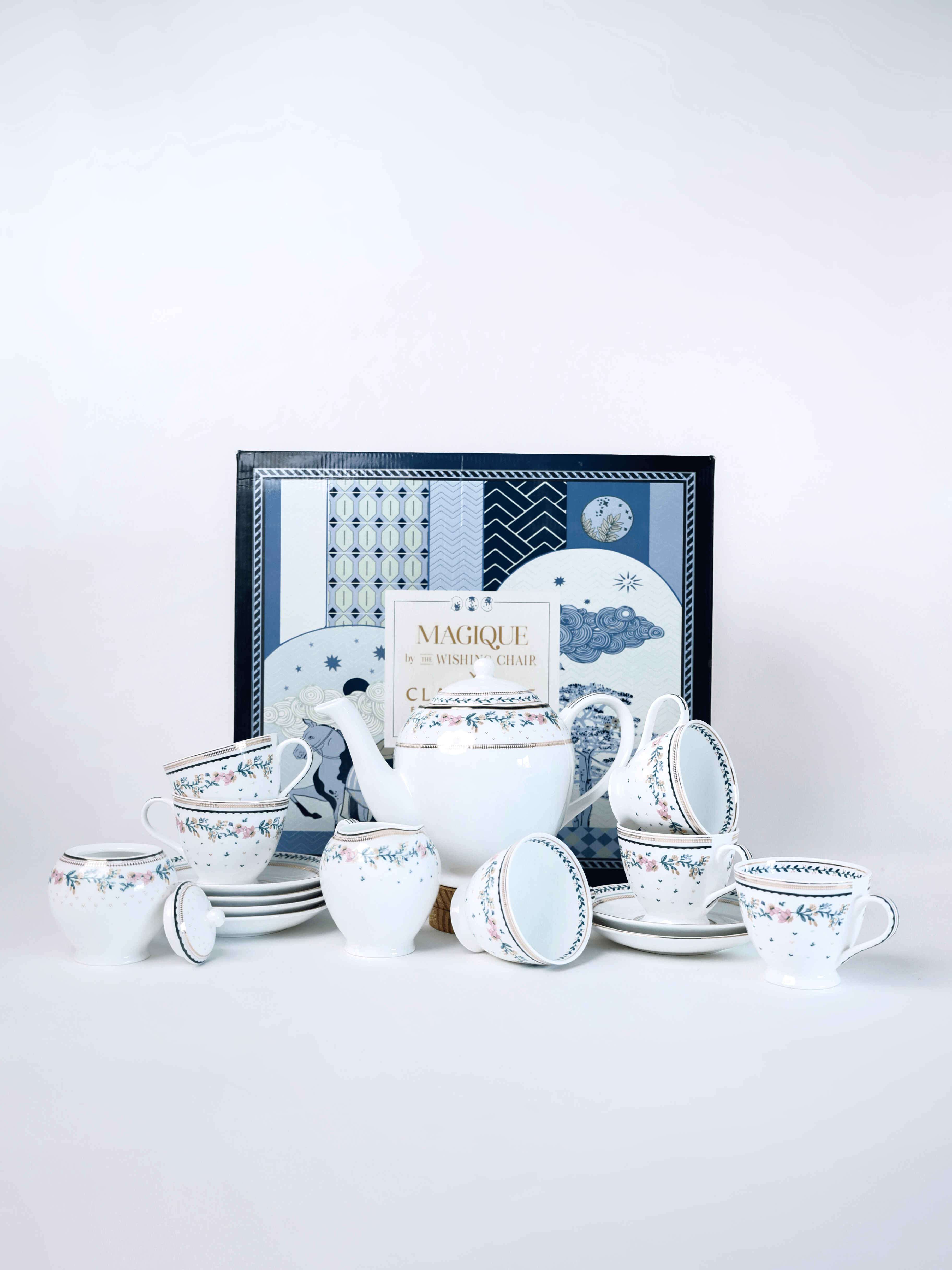 Magique by The Wishing Chair - Emerald Ribbon Fine China Ceramic Collection - Teaset - 15 pieces