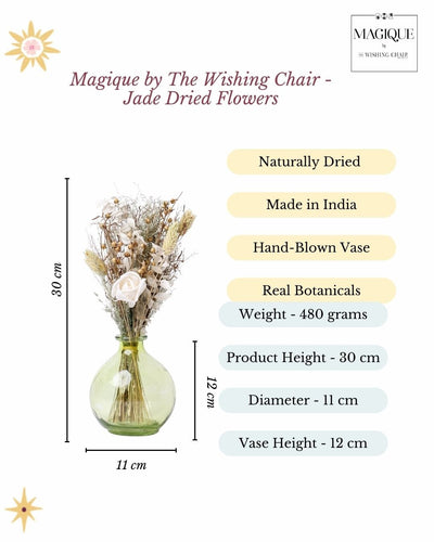 Magique by The Wishing Chair - Jade Dried Flowers & Glass Vase